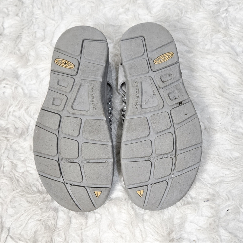 Keen Uneek Two Cord Sandals Silver Gray Metallic Hiking Gorpcore Drawstring - Picture 6 of 7